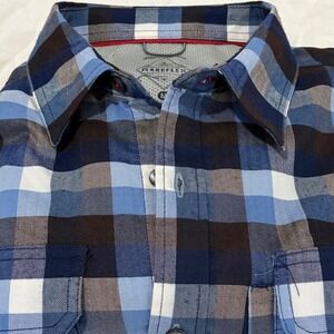 NWT Flag & Anthem Mens‎ Blue Plaid Shirt Comfort Stretch Gorpore Size M